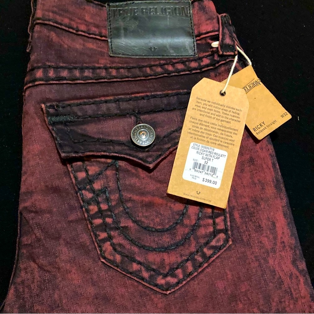 True Religion Ricky Relaxed straight and Jake Western Red Roulette complete set - Picture 3 of 11